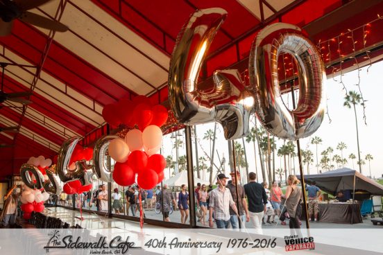 The Sidewalk Cafe celebrates 40 years in Venice, California. 1976-2016. www.TheSidewalkCafe.com. Photo by www.VenicePaparazzi.com.