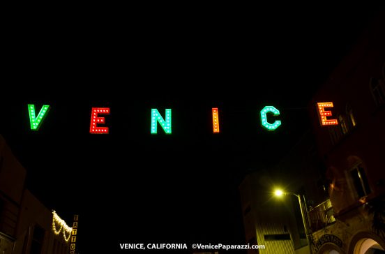 2017 Venice Sign Holiday Lighting. Photo by VenicePaparazzi.com